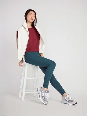 Modetta The Active Stretch Piping Detail Legging-Deep Teal Green